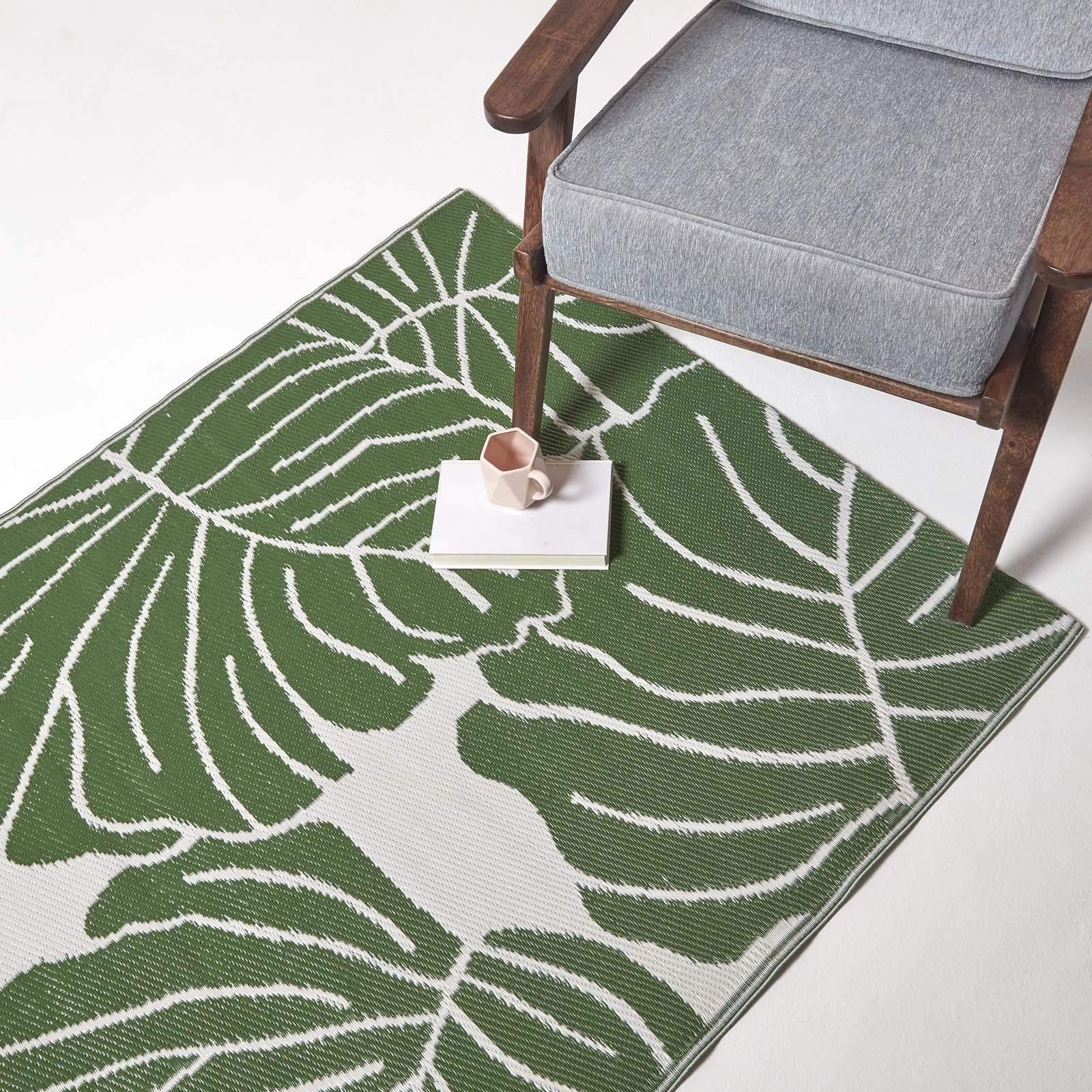 HOMESCAPES Tappeto da giardino impermeabile reversibile verde Ada, 120 x 180 cm, per interni esterni, terrazza balcone