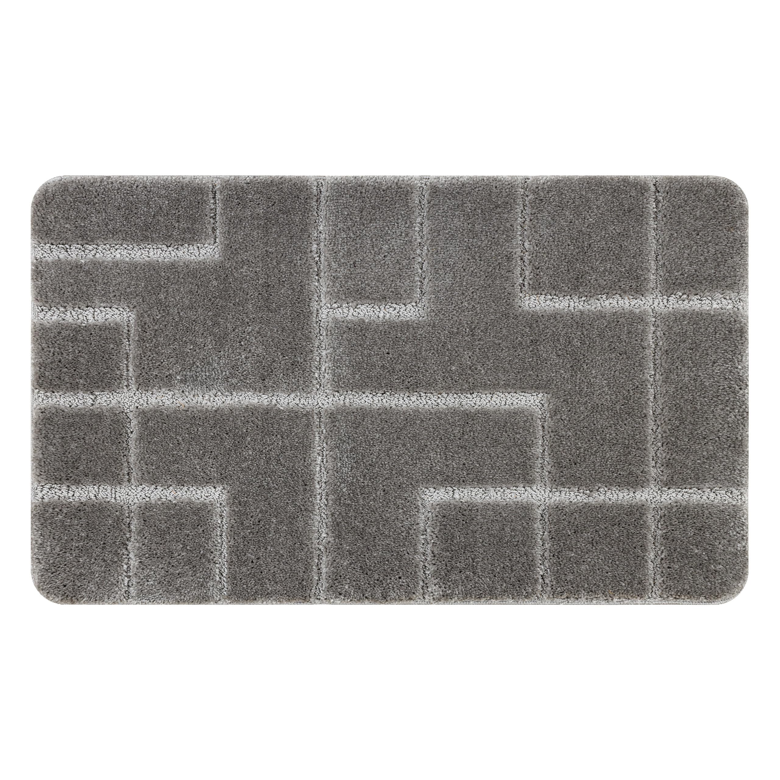 rugsx Alfombra de baño SUPR Lines, Líneas, Alfombra baño Antideslizante, Suave y Lavable, Gris 60x100 cm