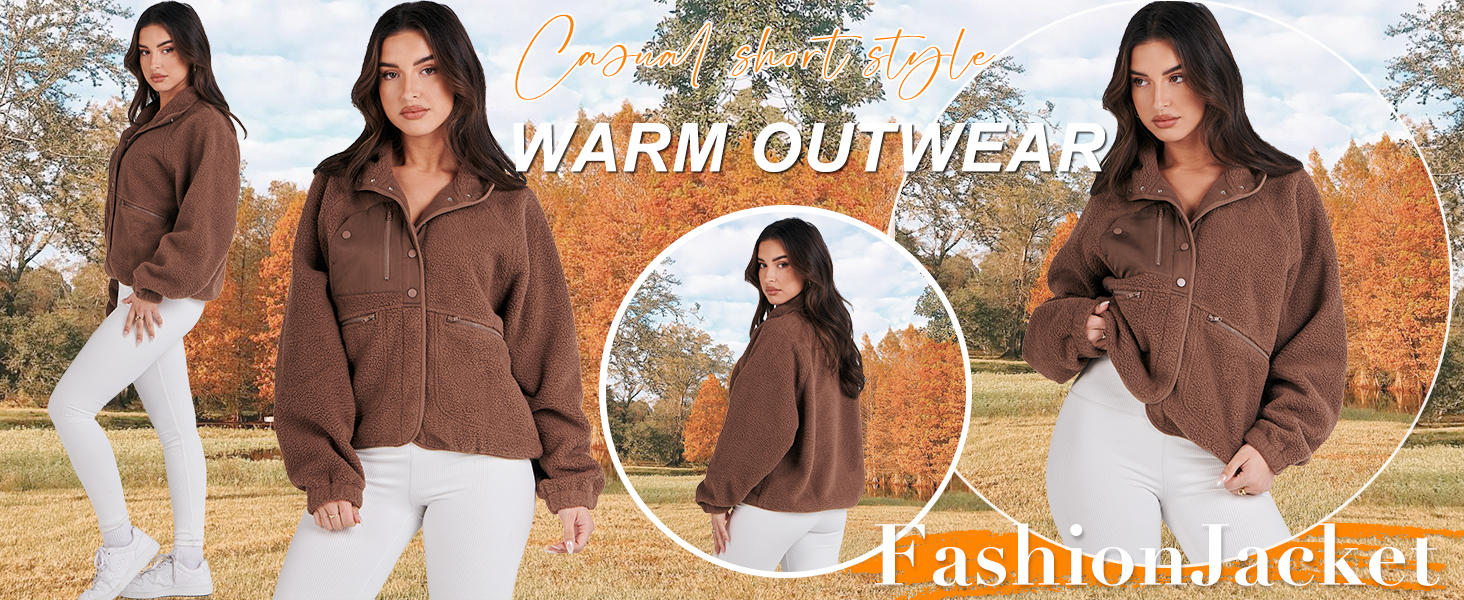 ANRABESS Womens Fuzzy Fleece Jacket Fall Casual Long Sleeve