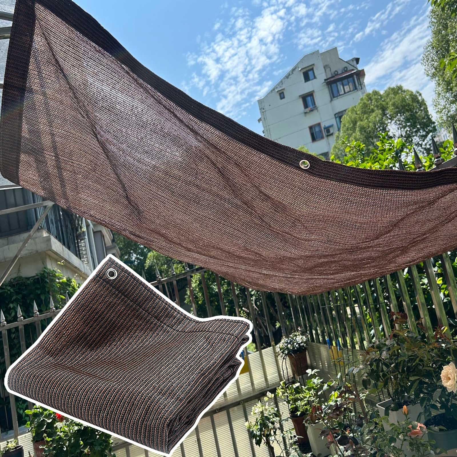 WQPMNYG Durable Sun Shade Sail UV Protection & Wind Barrier Breathable & WaterPermeable Privacy Screen for Outdoor Patios Gardens Pools Balconies (Brown 3x5m/9.8x16.4ft)