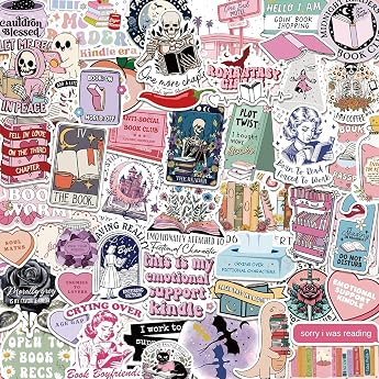 150 Pieces Romance Book Stickers for Kindle Holographic Book Stickers Reading Booktok Glitter Vinyl Stickers for Laptop E-book Reader Water Bottles Diary Scrapbook Waterproof