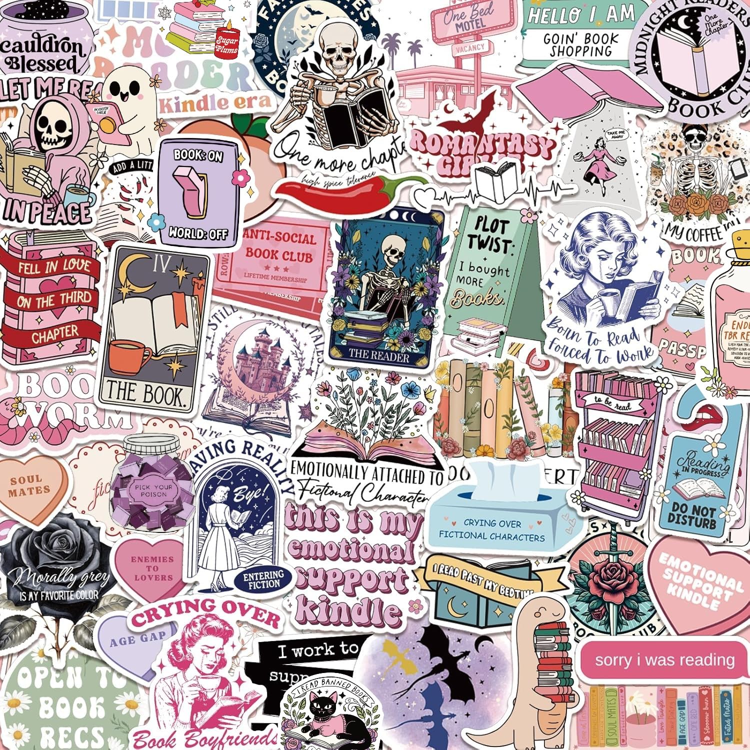 150 PCS Romance Book Stickers for Kindle, Holographic Bookish Sticker Pack Reading Booktok Glitter Vinyl Decals for Laptop Ebook Readers Water Bottles Journal Scrapbook Waterproof