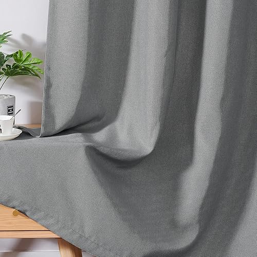 Miniatura 4 de Vangao - Cortinas blackout de lino, diseño texturizado con ojales, 2 paneles