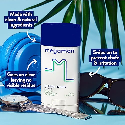 Miniatura 2 de Megaman Friction Fighter Go - Barra antirozaduras | Previene rozaduras e irritación de la piel | Muslos, brazos y más | 2.12 onzas