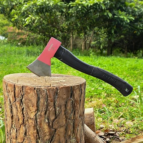 Vista 19 de KSEIBI Hacha de camping al aire libre con funda para dividir y encender madera, hoja de acero forjado con mango antideslizante y reducción