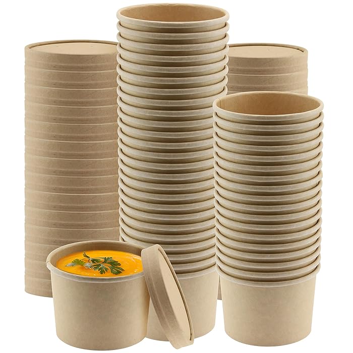 Buy NYHI kraft Paper Soup Storage Containers With Lids 16 Ounce