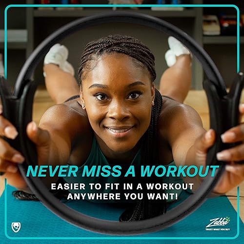 Miniatura 5 de URBNFit Anillo de pilates – Círculo mágico de 12 pulgadas con doble agarre, almohadillas de espuma para entrenamiento interno del muslo