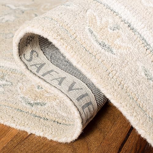 Miniatura 6 de SAFAVIEH Micro-Loop Collection - Alfombra de área de 9 x 12 pies, gris claro y marfil, lana de medallón hecha a mano, ideal para zonas de alto