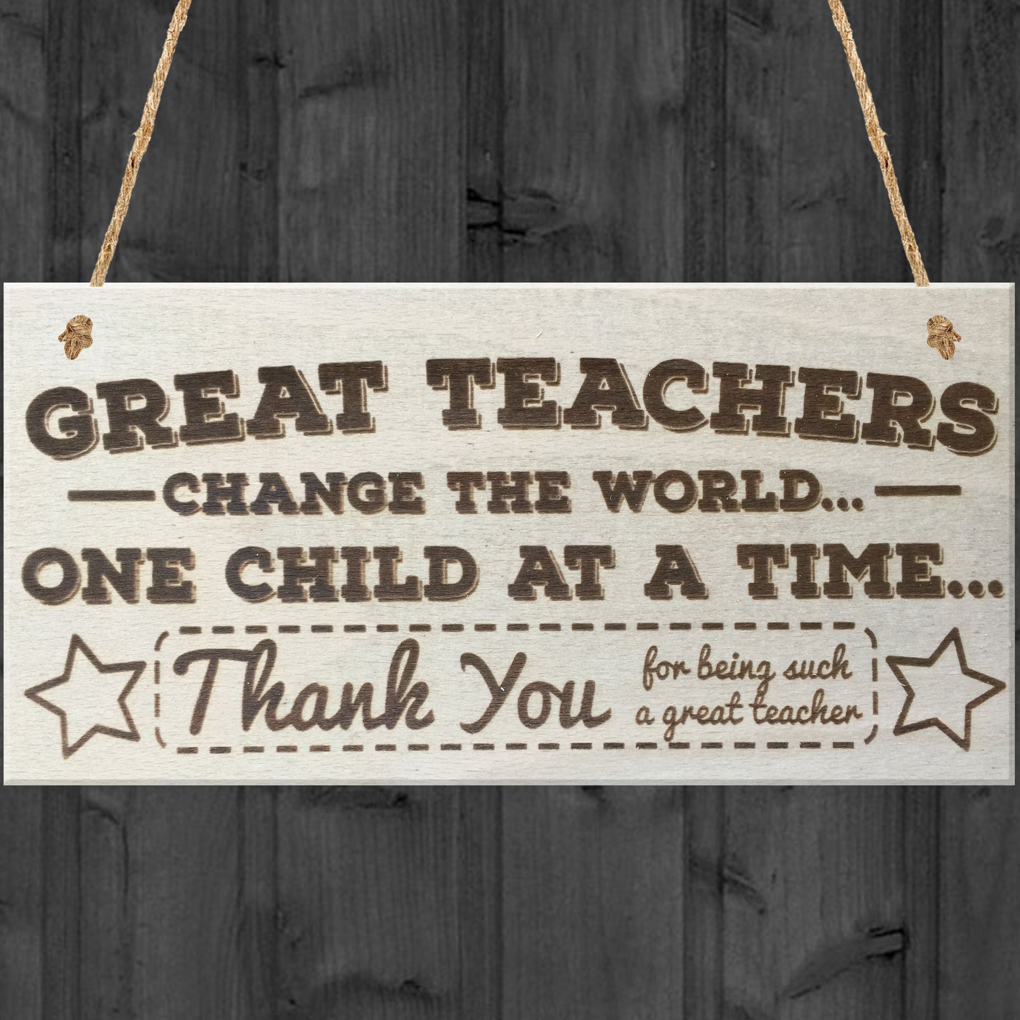 Red Ocean Great Teachers Change The World THANK YOU For Being Such A Great Teacher Gift Wooden Plaque Sign