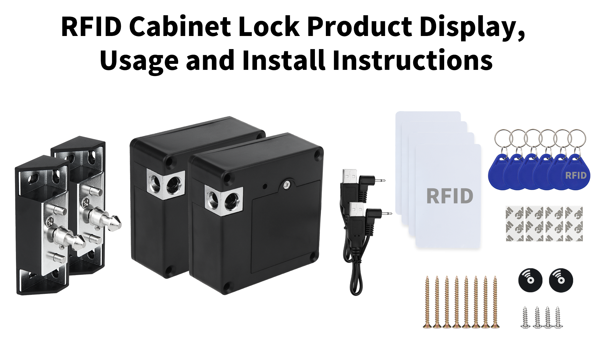Gnellkoor 2 Pack RFID Hidden Electronic Cabinet Locks with 10 Key