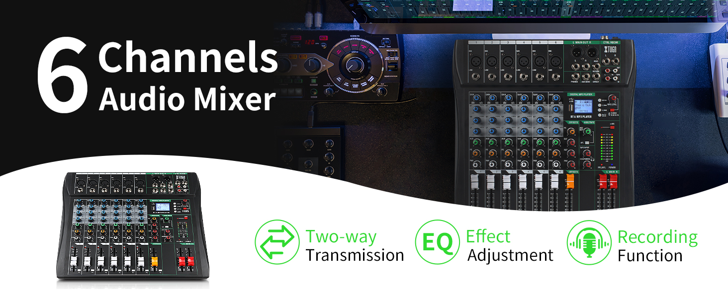 Amazon.com: XTUGA Audio Mixer 6 Channel Sound Mixer Board, Audio