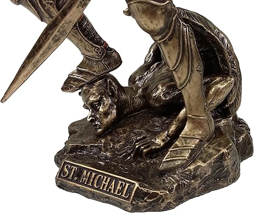 Miniatura 5 de Veronese Diseño de arcángel de 9 14 pulgadas de alto, San Miguel y Gabriel, resina fundida en frío, hecha a mano, acabado de bronce antiguo,