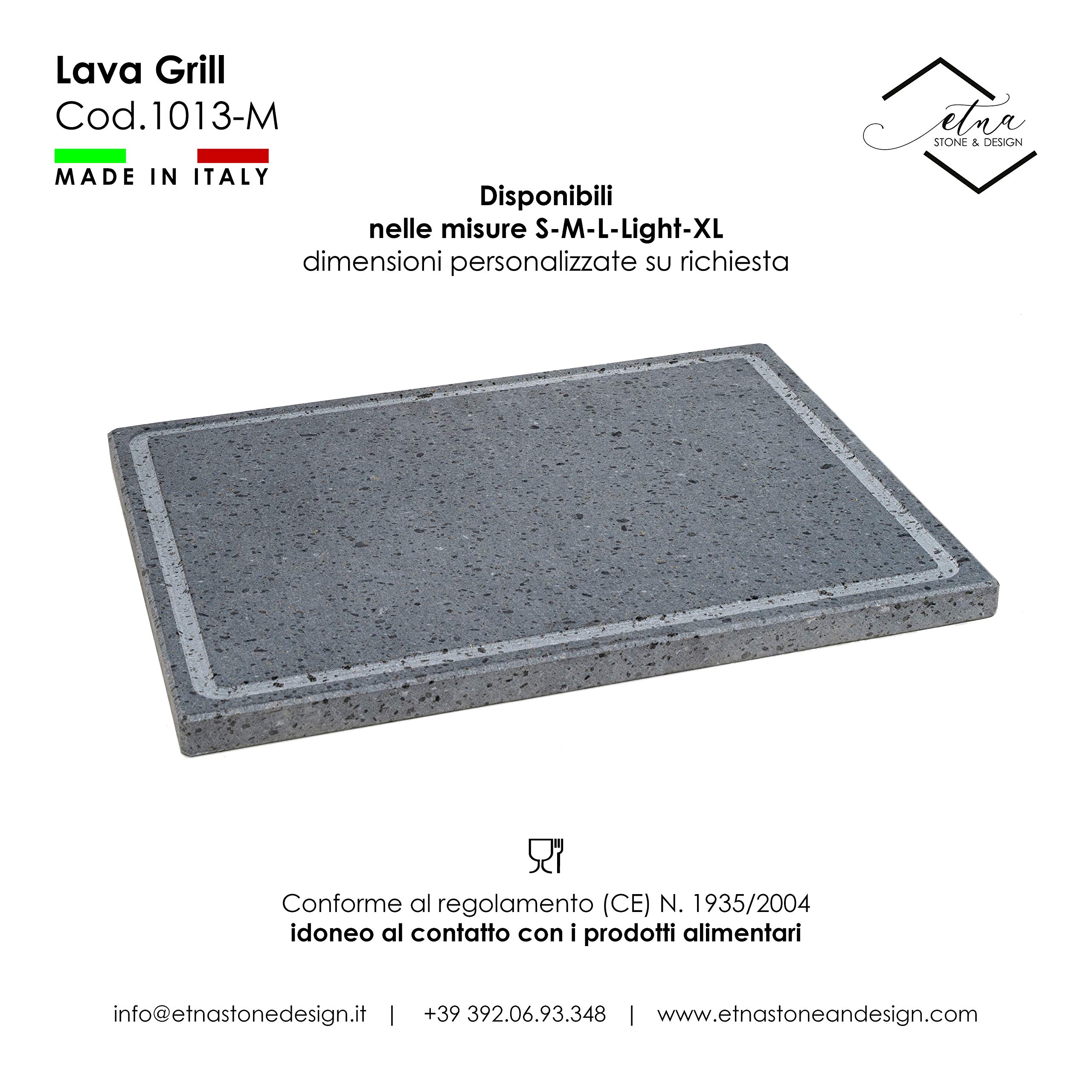 PLATO DE PIEDRA AVA GRILL_STEAKER ETNE PULIDO DE Lava 40 x 30 cm PARA COCINAR EN HORNO Y ARRILLA DE CARne, PESCADO, VERDURAS Y pizza Etna Stone & Design (M)