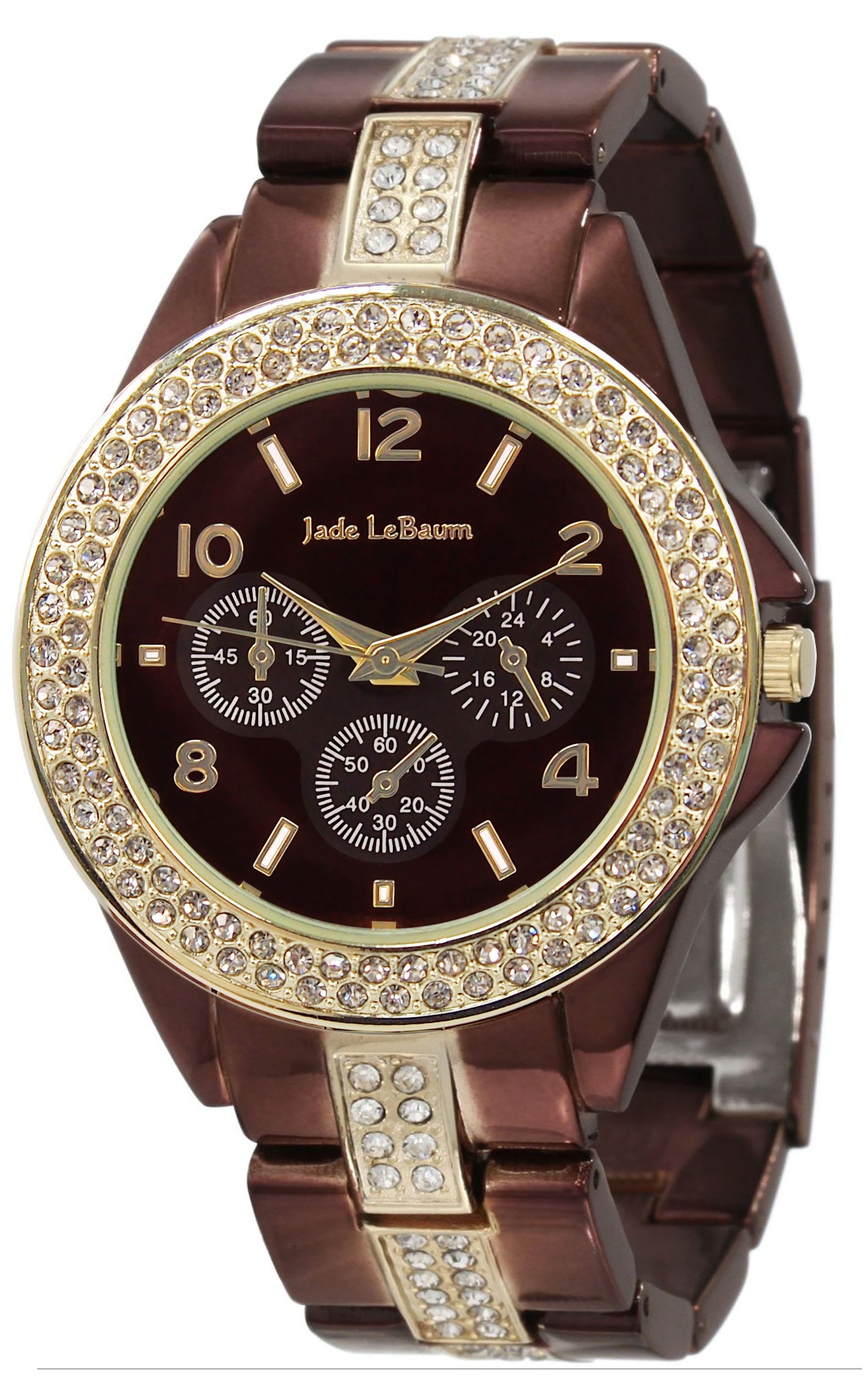 Jade LeBaum Womens Two Tone Watch | Chocolate Brown Ladies Bracelet Watch | Reloj de Pulsera para Mujer - JB747