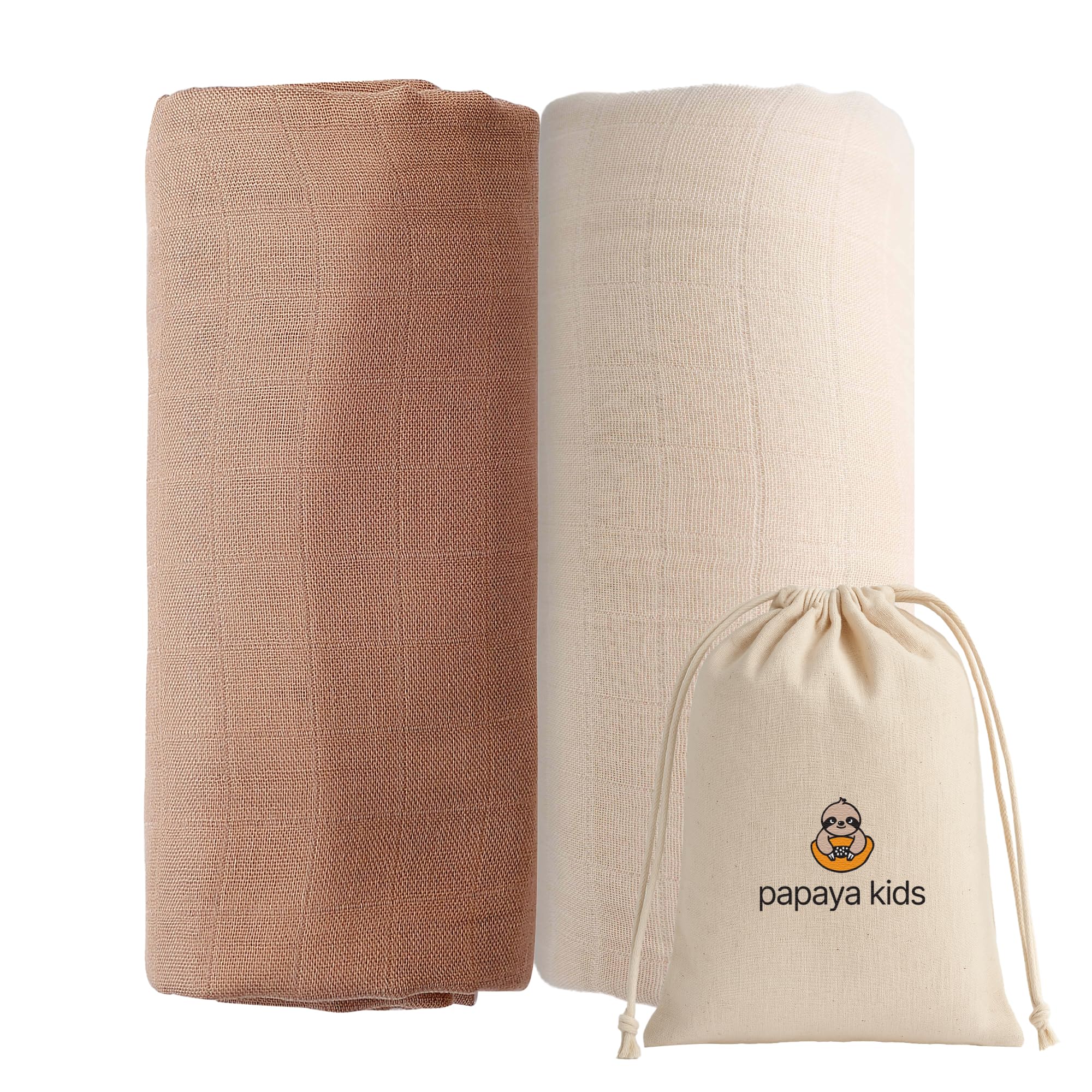 Manta de muselina para bebé, esencial para bebés, ropa de bebé neutral, paquete de 2 (blanco marfil y beige)
