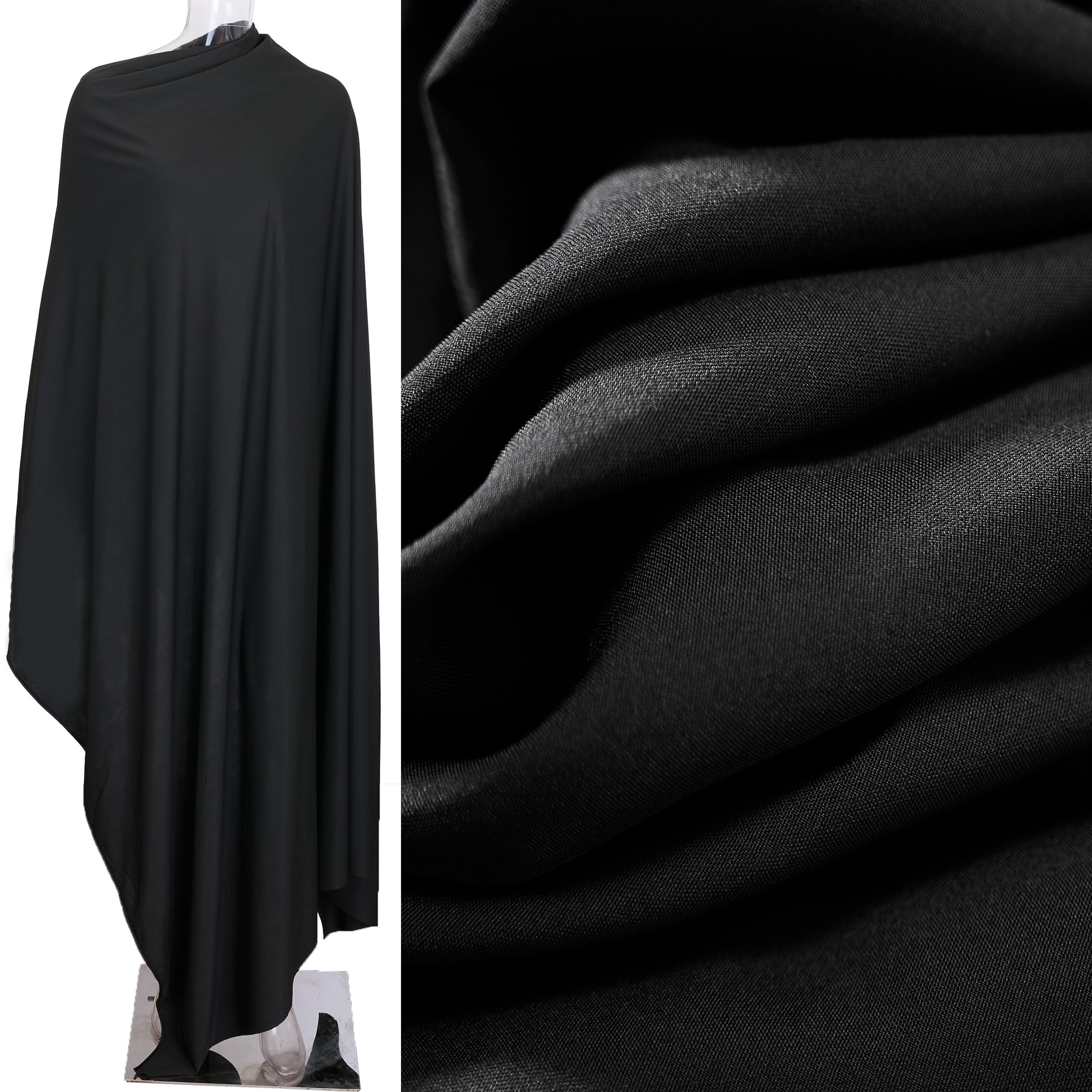 68" Wide Four-Way Stretch Spandex Polyester Fabric By The Yard Medium Weight Soft & Breathable & Drapable Broadcloth for Apparel, Accessories,Decorations & DIY Crafts (Black, 68" x 2 Yards) — view 21