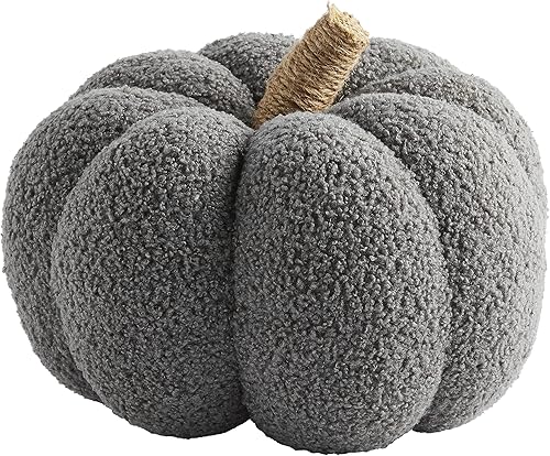 Mud Pie, Gris, decoración de calabaza fáblica de oveja grande, 10 x 10 pulgadas de diámetro