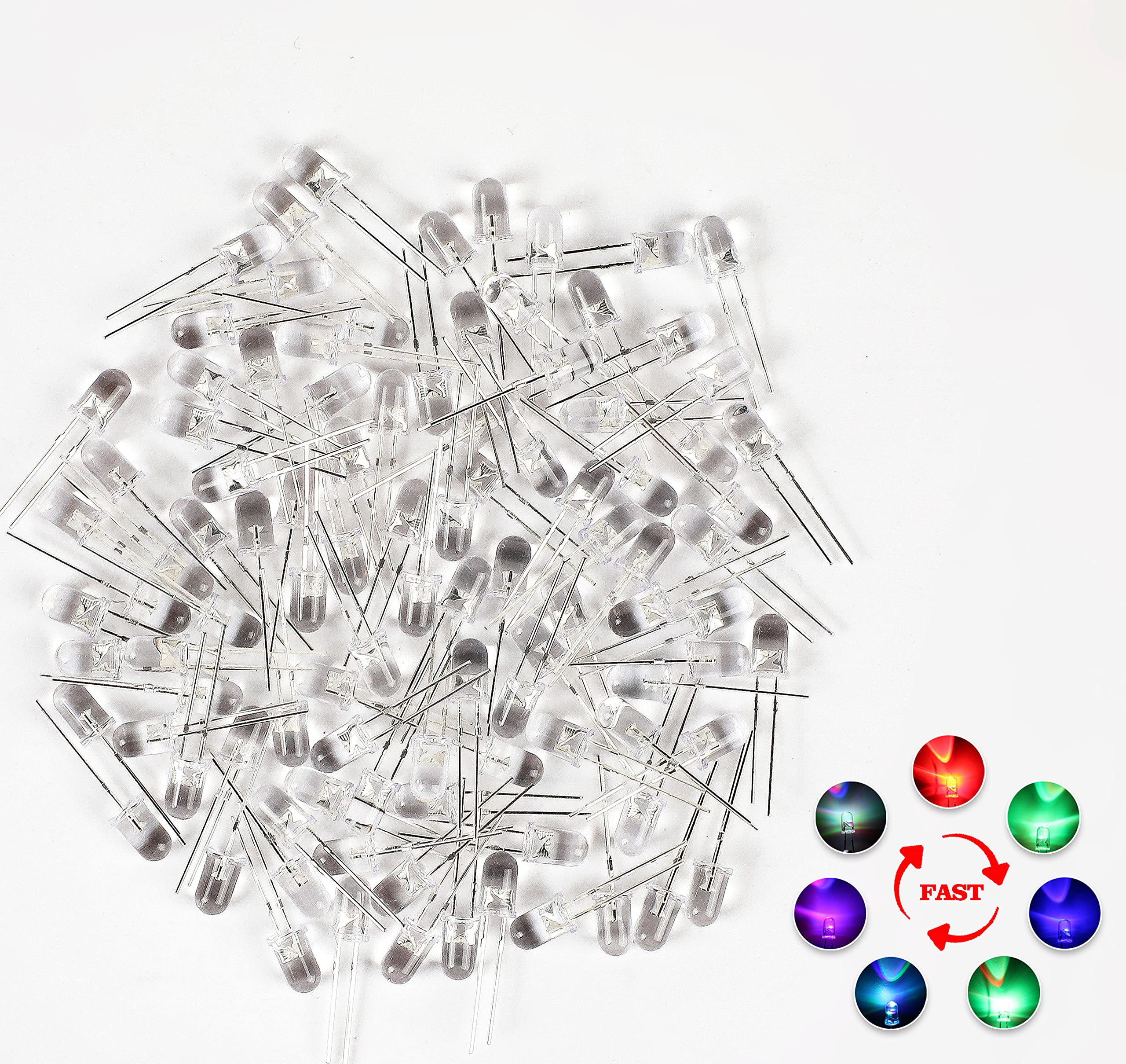 10 Stück 5mm F5 RGB LEDs – Vorverdrahtet Mit 20 Cm Kabel, Fast Flash, 5-12 V Für Arduino & Modellbau