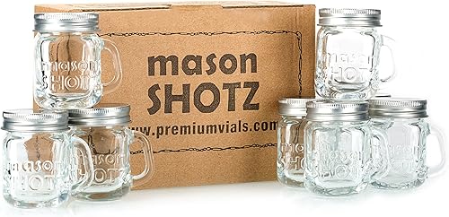 Miniatura 5 de Mini Mason Jar Shot Vasos con asas (juego de 8) - Tapas a prueba de fugas - Ideal para chupitos, bebidas, recuerdos, velas y manualidades