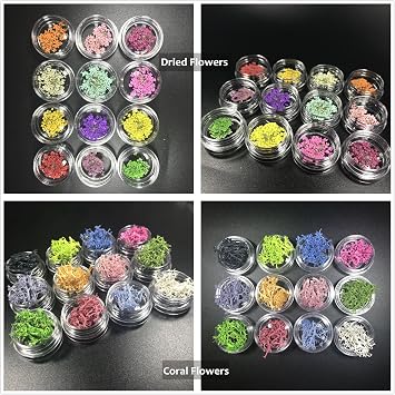 100ml UV Epoxy Resin Crystal Clear Transparent + 60 Decorations Including Glitter, Sequin, Dried Flowers, Coral Flowers & Colorful glassine