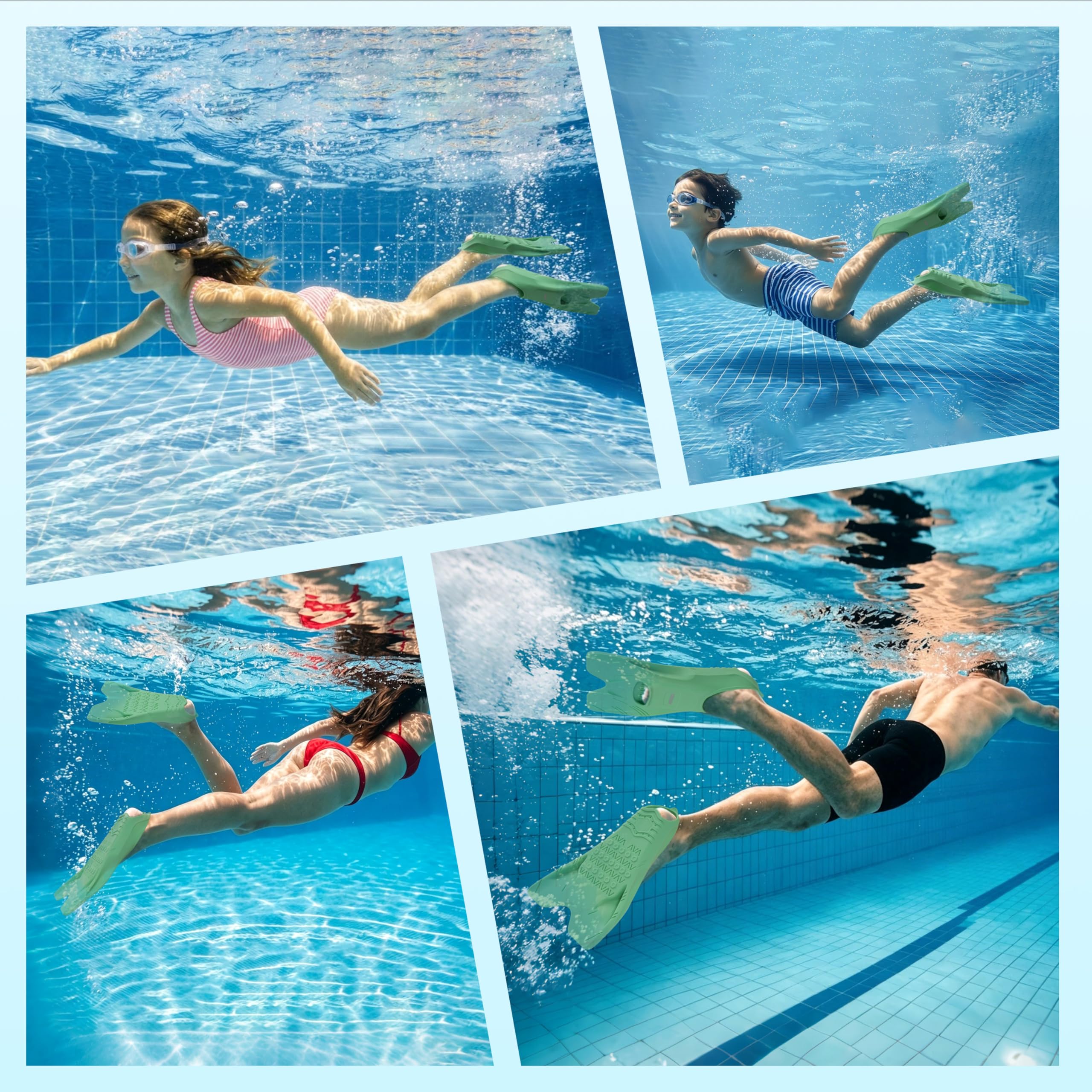 Hikeen Aletas Natacion Piscina de Talón Abierto: Aletas Cortas Natacion Silicona Pura para Adultos Jóvenes, Aletas Buceo Aletas Snorkel Punta Abierta Baja Resistencia, Incluye Bolsa de Malla