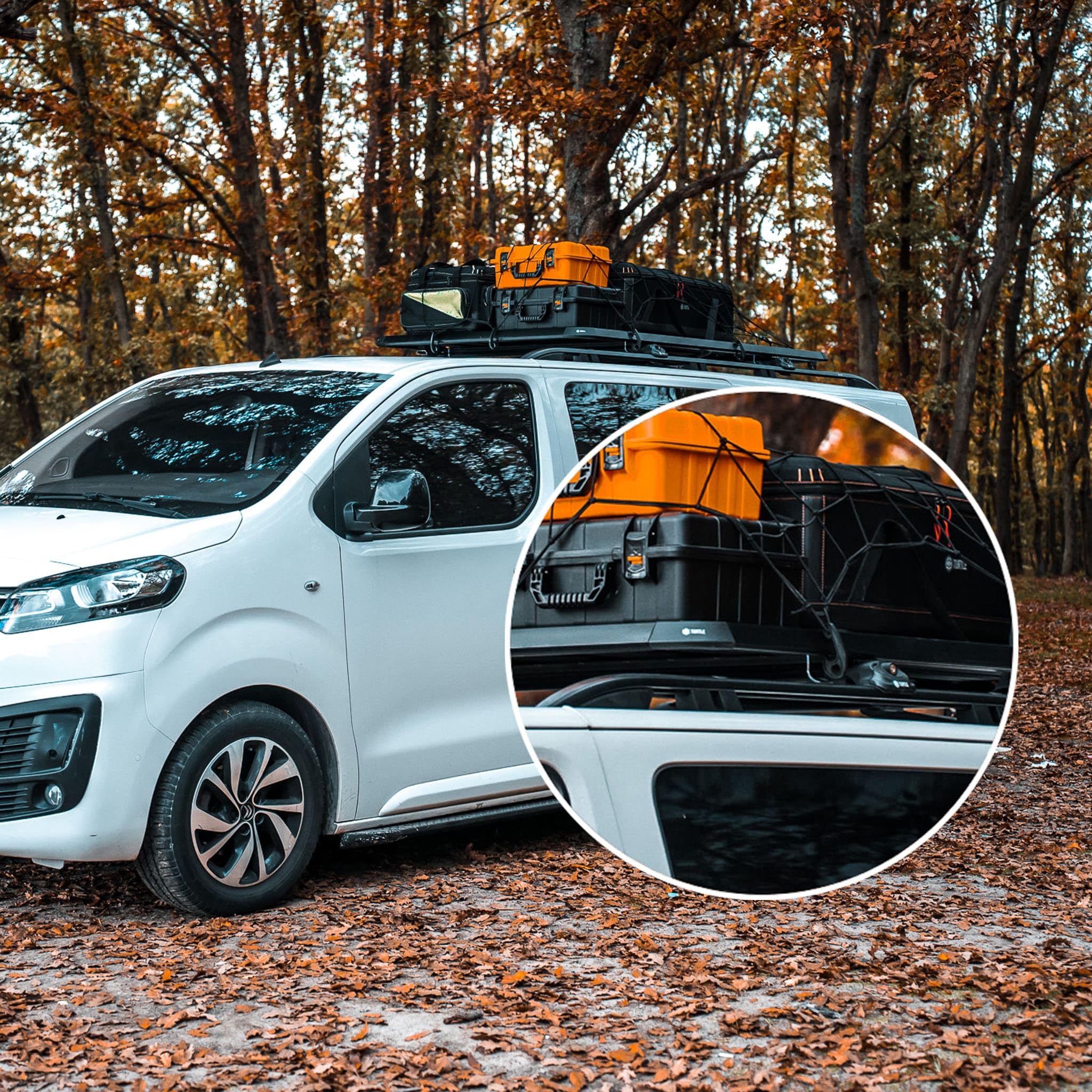 TURTLE Compatible con Volkswagen Caddy 20202024 / Barras de Techo Crown de versión Larga | Negro