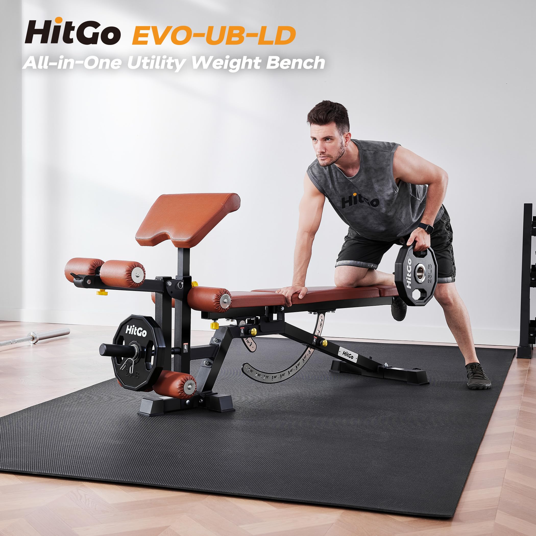 Adjustable Weight Bench with Leg Extension & Preacher Curl Attachment