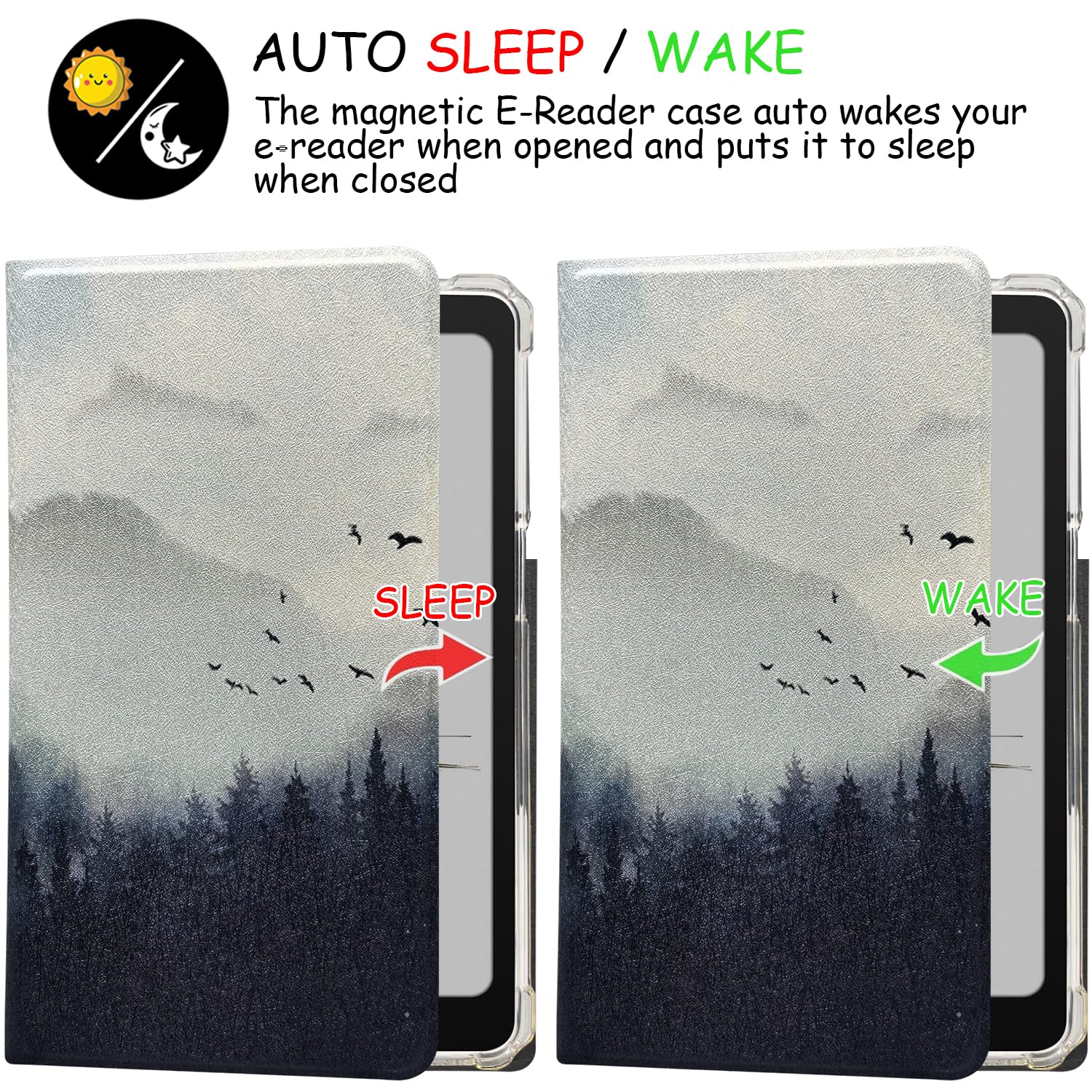 2in1 Magnetic Detachable Flip Case for Onyx Boox Palma2 Pro (2025 Released) TPU Transparent Cover with Auto Sleep/Wake, Magnetic Closure Buckle (Misty Forest) — view 5