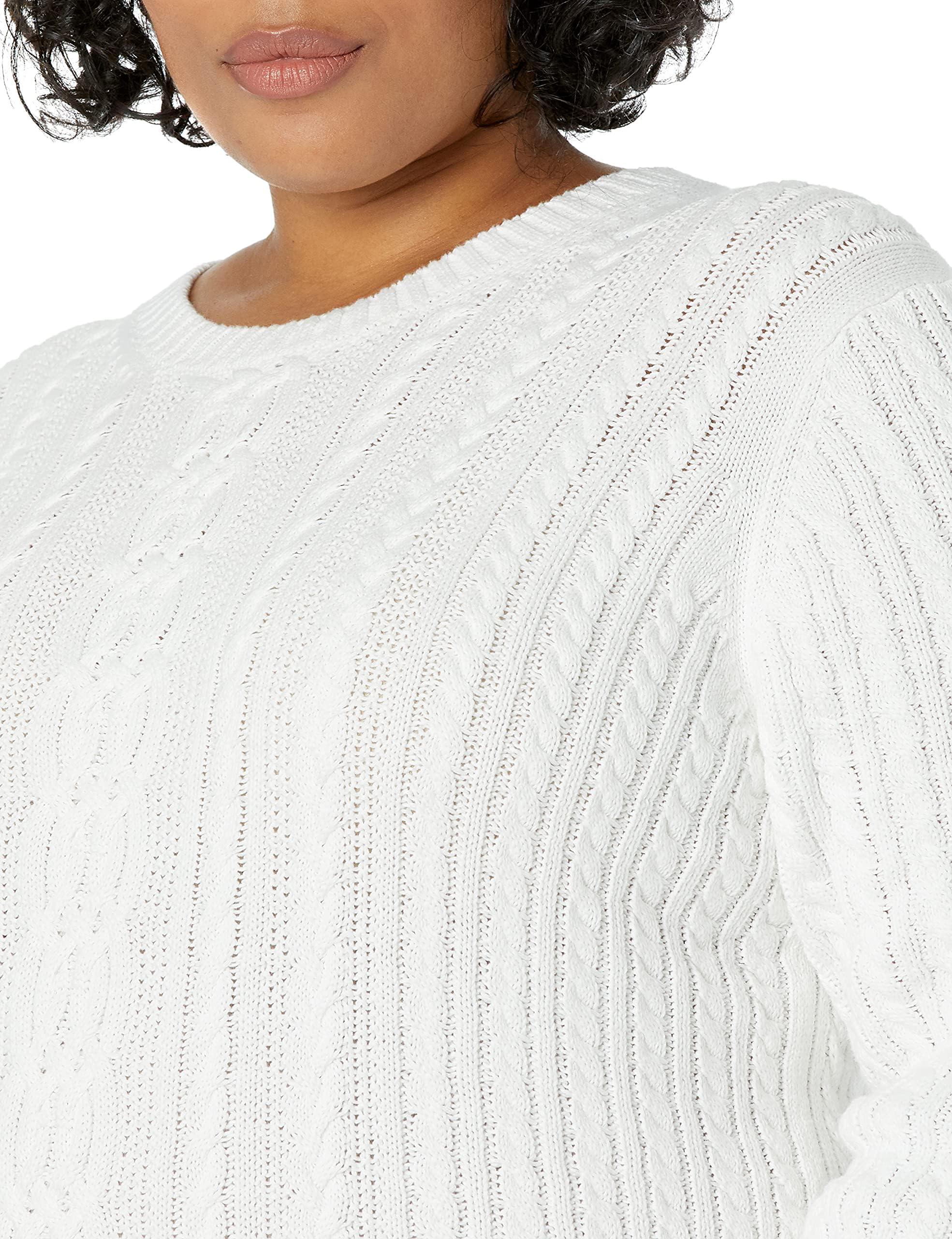 Amazon Essentials Maglione da Pescatore A Girocollo A Coste A Manica Lunga (Disponibile in Taglie Forti) Donna