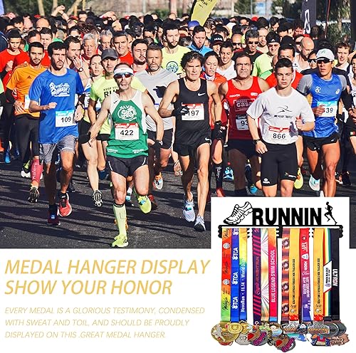 Vista 130 de Goutoports Estante de exhibición para colgar medallas, organizador personalizado de cinta de premios para corredores de carreras deportivas, placas