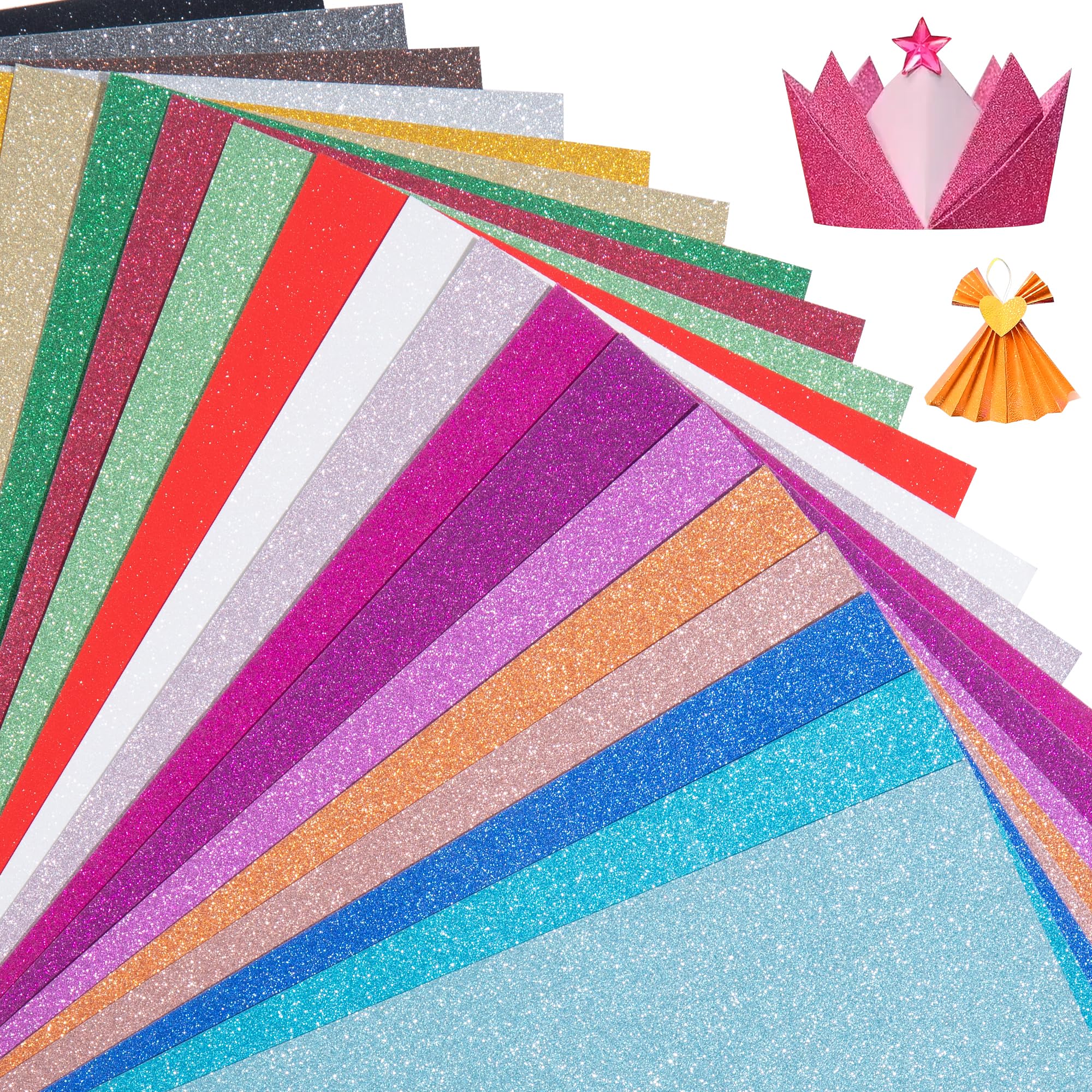 Photo 1 of 20 Colors 40 Sheets Glitter Cardstock,Cardstock Paper,Premium Sparkly Cricut Cardstocks,A5 Glitter Paper for Arts Crafts,Card Making, Scrapbook Supplies for DIY Project