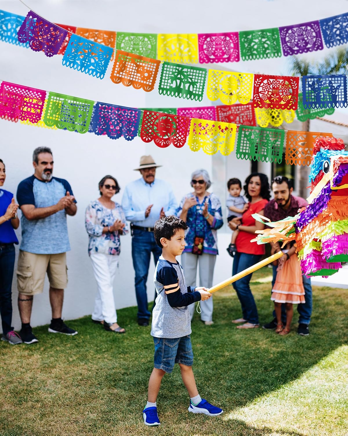 24 Pack Mexican Party Decorations, 432 FT Fiesta Banner Cinco De Mayo Party Banner Plastic Papel Picado Mexican Themed Party Banner Flags Colorful Indoor Outdoor Dia De Los Muertos Home Decor