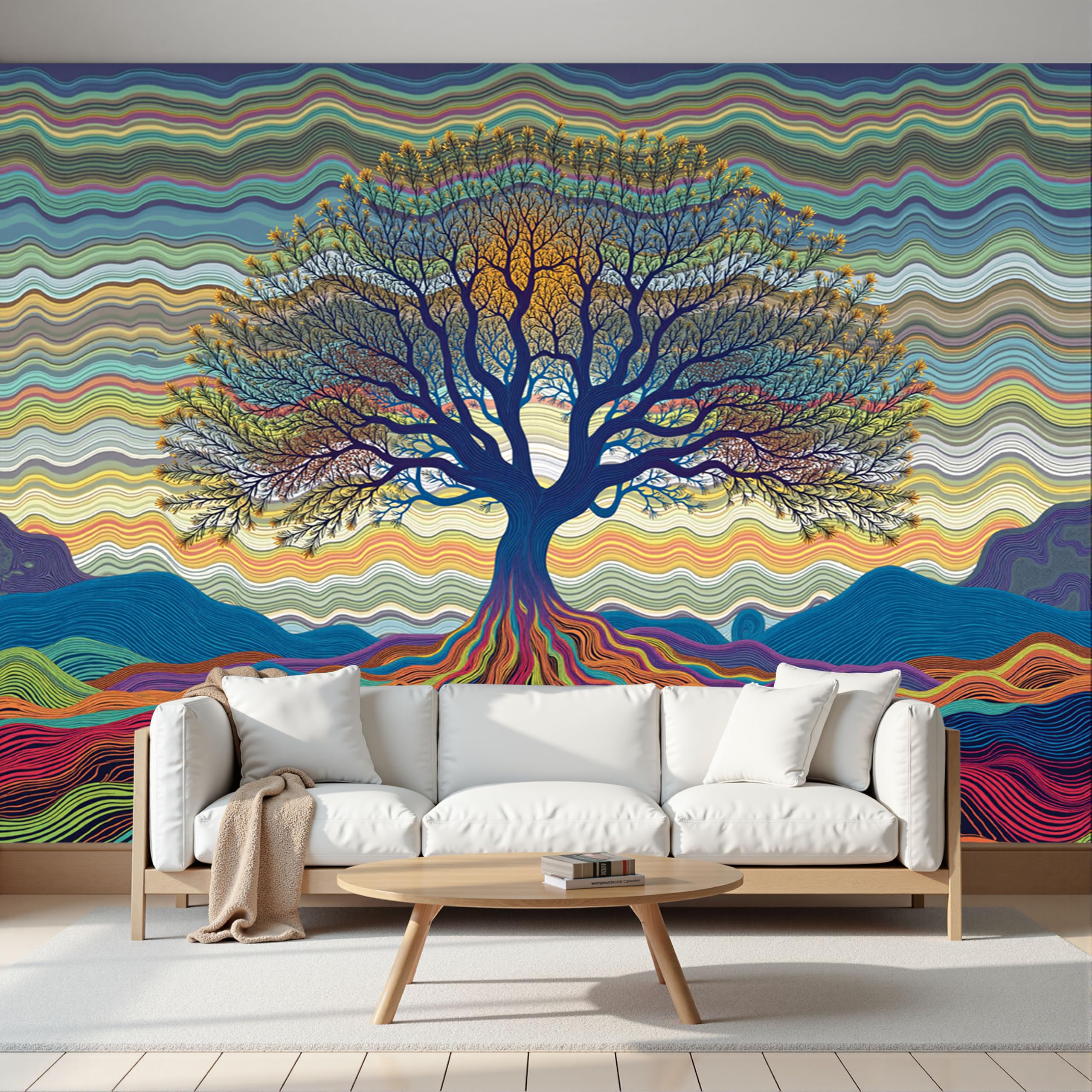 Papier Peint Panoramique Art Psychédélique 200x140cm Intissé