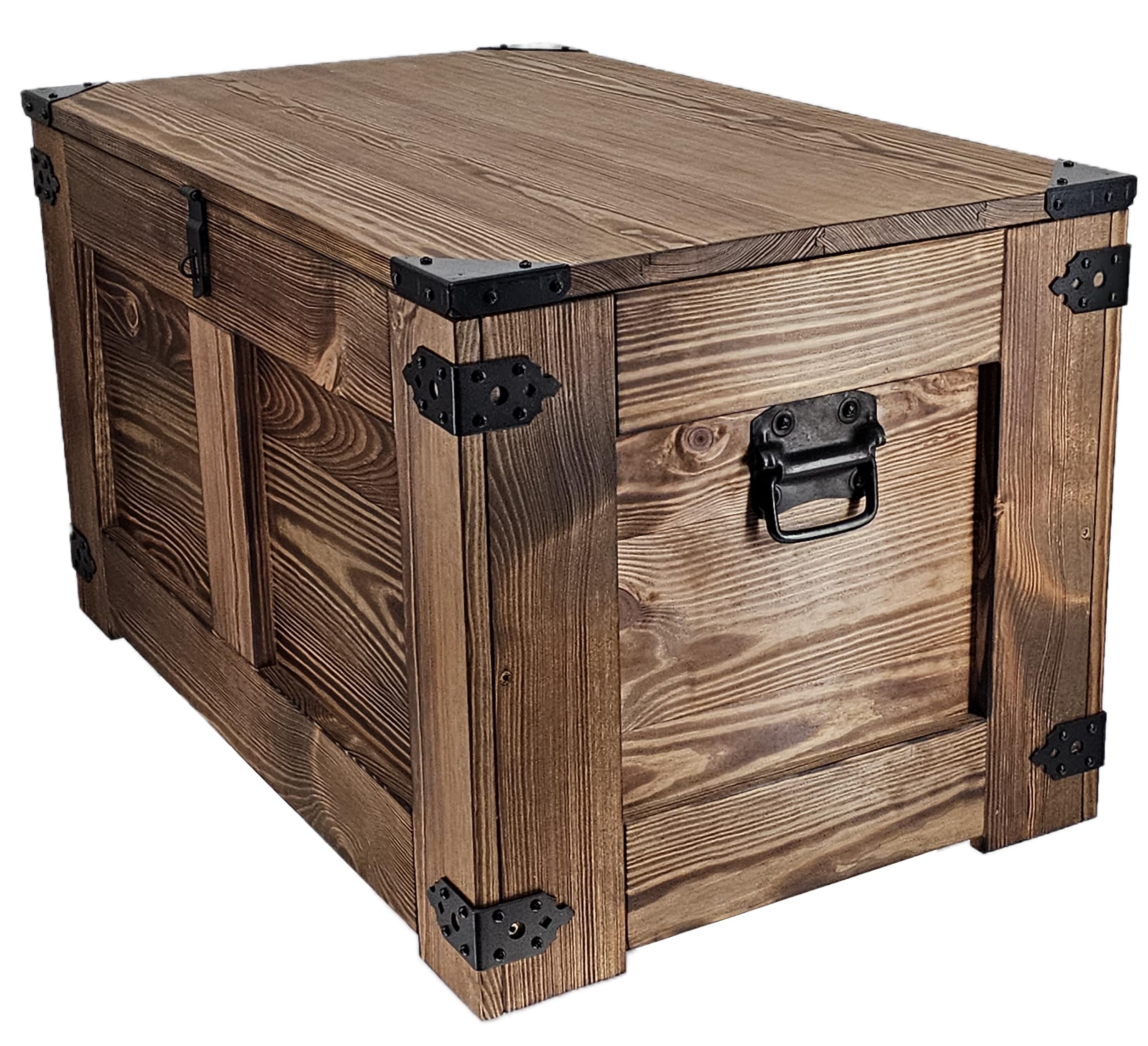 CREATIVE COOPER holzbox, schatztruhe, aufbewahrungsbox, Tisch, rustikal truhentisch, couchtisch, 77x49x45 cm, Handarbeit holztruhe, Eco Holzöl Wenge