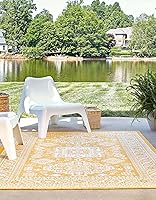 Vista 3 de Unique Loom Outdoor Aztec Collection Alfombra de área - Chalca (2 pies 2 pulgadas x 3 pies 1 pulgada, rectangular, amarillo/marfil)