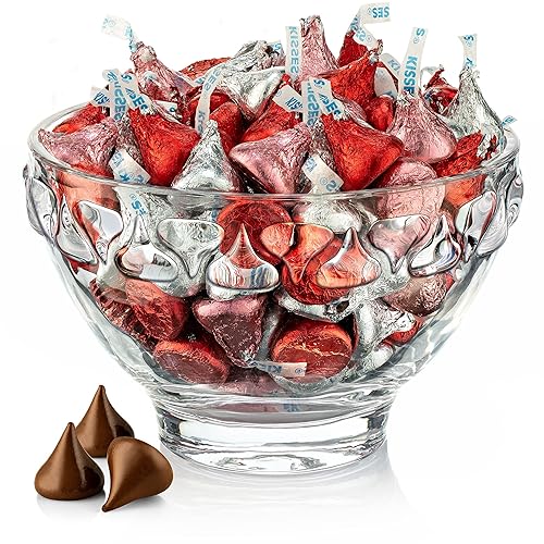 Vista 21 de Hershey Kisses - Plato para dulces Hershey's Kiss de cristal transparente para el día de San Valentín, 1 libra con cristal transparente, envuelto