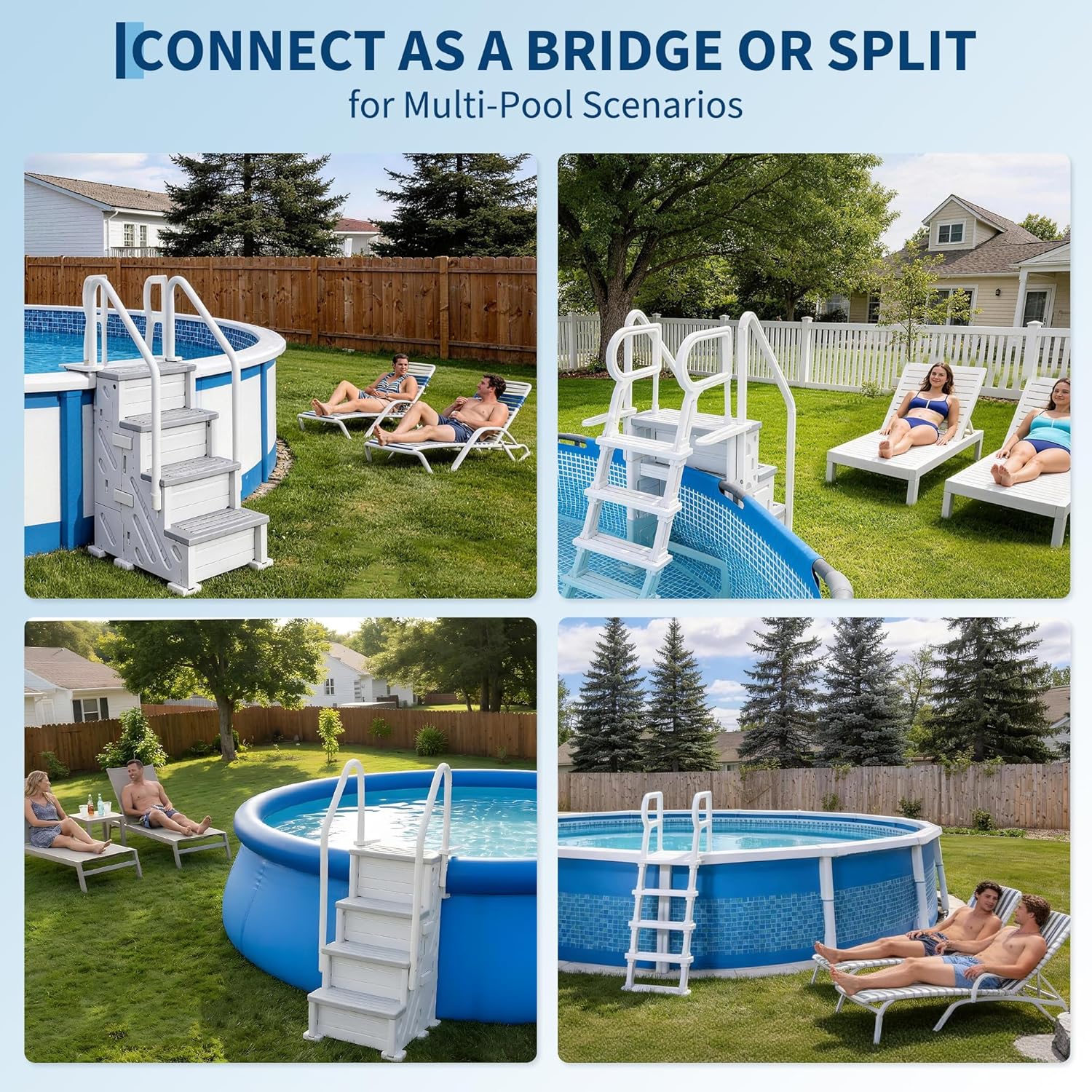 2-in-1 Pool Ladder Set | Modular A-Frame Pool Steps for Above Ground Pools | Versatile Pool Stairs for Inground Pools & Decks | Heavy Duty Independent Use Pool Access Ladder