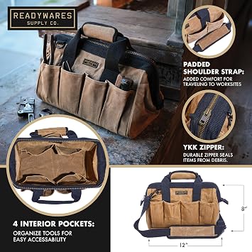 Readywares 12 Utility Bag | Waxed Canvas Small Heavy Duty Tool Bag