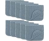 Comfy Cubs Muslin Burp Cloths 20" x 10", Pack of 10 - Large, 6-Layer, Ultra Absorbent 100% Cotton for Baby Drool and Messes - Soft, Safe & Gentle Baby Burp Cloths for Boys & Girls - Pacific Blue