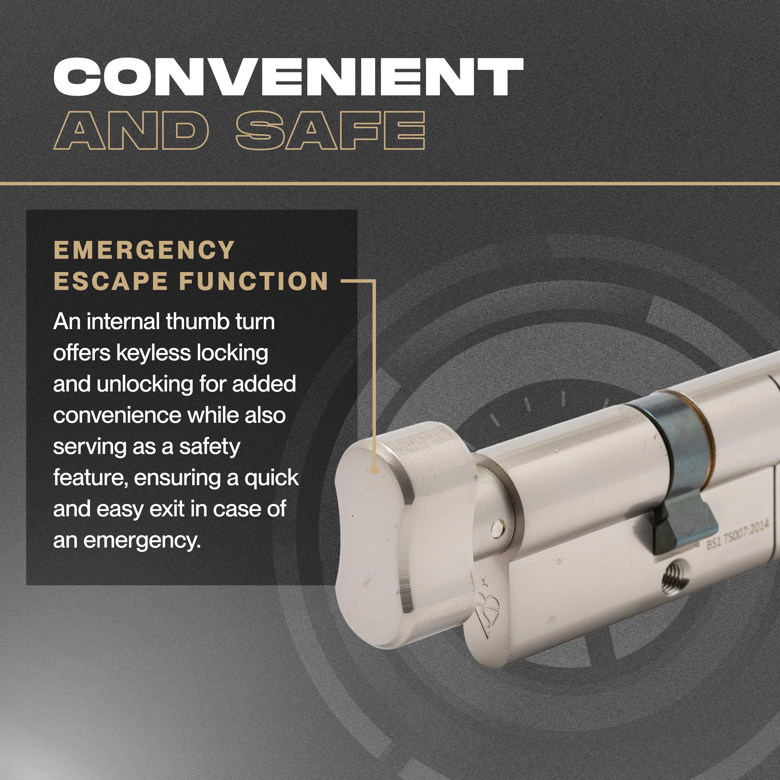 IRONWORX® Spectre Nickel Escape Thumb Turn Euro Cylinder Door Lock - Image 4