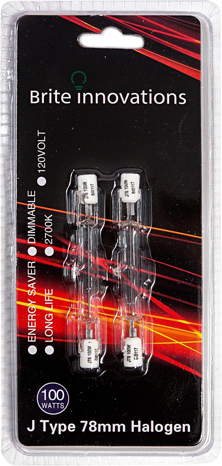 Brite Innovations Double Ended J Type Halogen Bulbs 78mm, 100 Watts