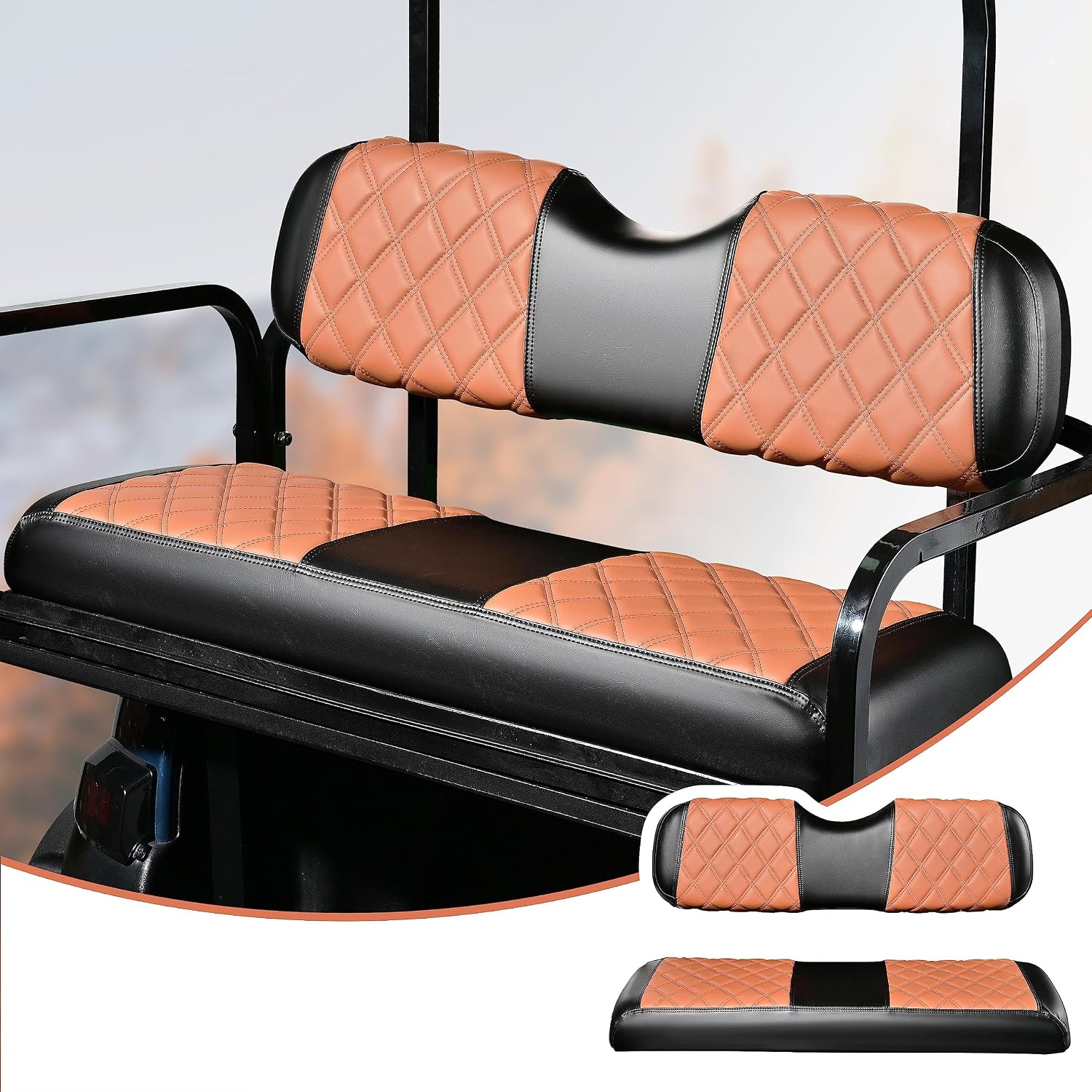 NOKINS Golf Cart Seat Covers for Club Car & EZGO, Universal Replace The Back/Rear Seat Cushions/TXT/Precedent/DS/RXV/Yamaha,Multiple Colors,Durable Vinyl,Easy to Install - No Need Nail