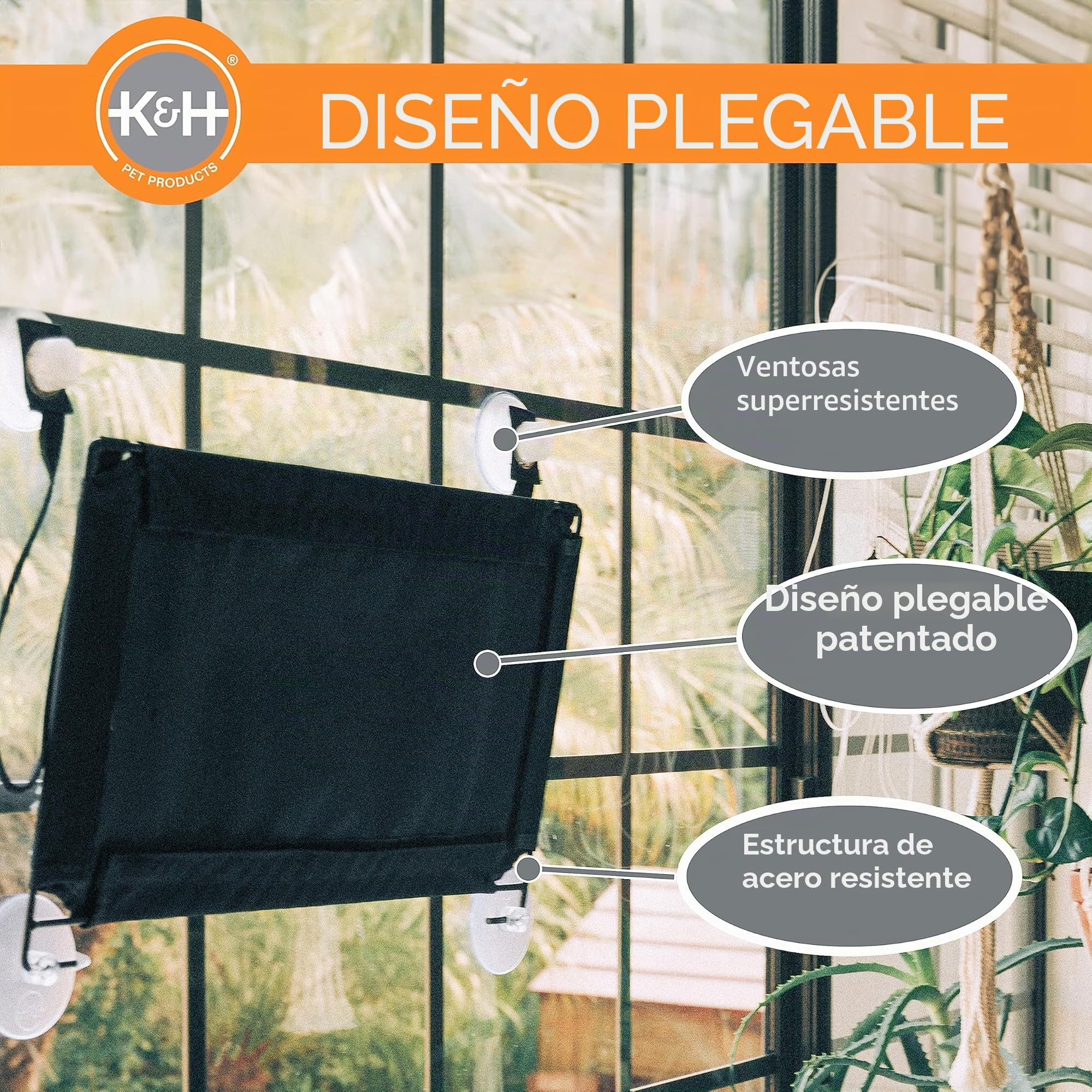 K&H Mascotas| Soporte EZ para Ventanas | Cama para Gatos de Dos Alturas Que se acopla en el umbral de la Ventana