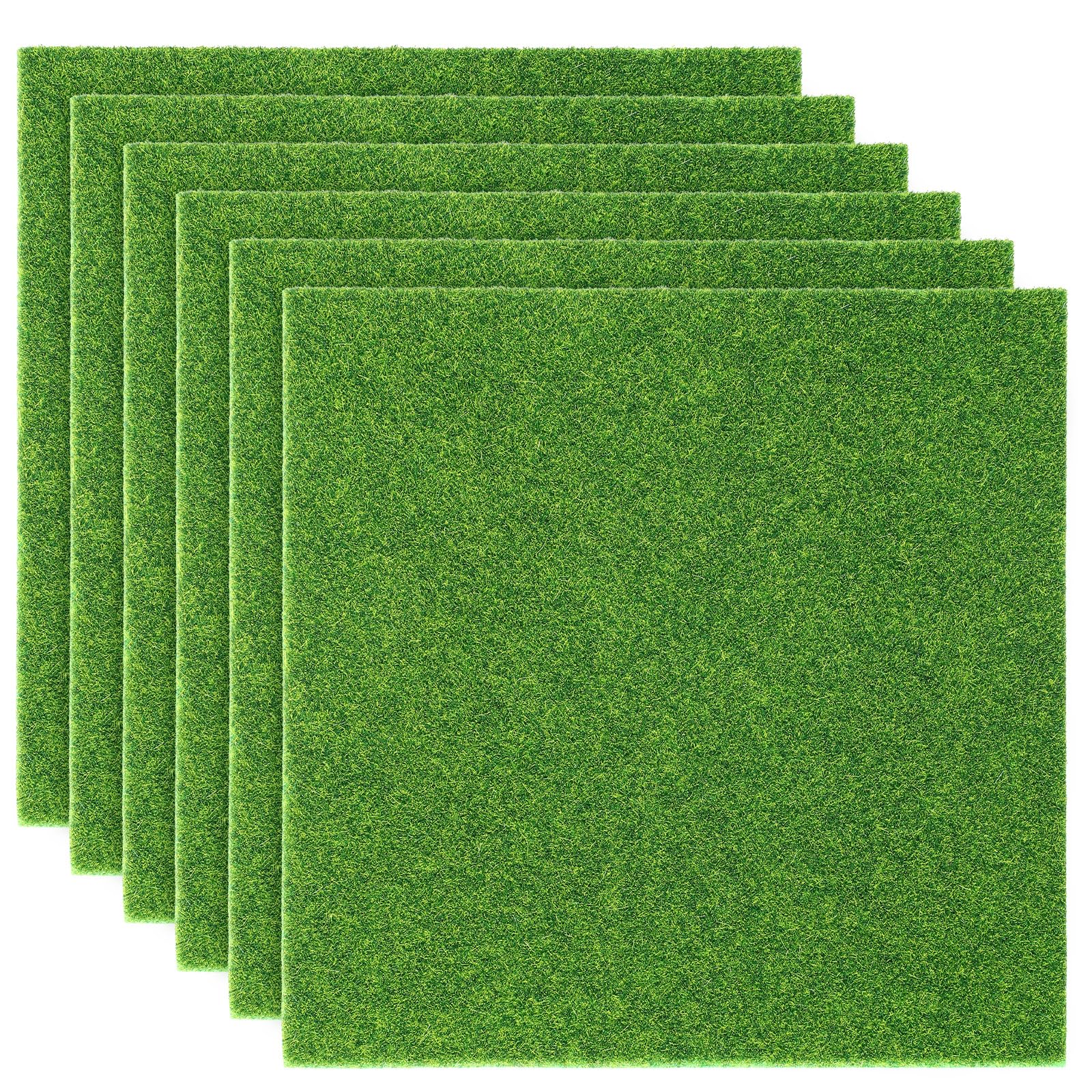 Gsbnjuy 6Pcs 6x6 Inches Fake Grass for Crafts Artificial Grass - DIY Mini Garden Decor Faux Turf Squares for DIY Fairy Garden Accessories and Decor Kit Pet Activity Area