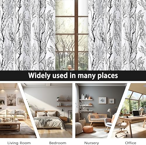 Miniatura 7 de DriftAway Cortinas opacas con patrón botánico de ramas de árbol, para oscurecer la habitación, con aislamiento térmico y ojales, 2 paneles, 2 capas