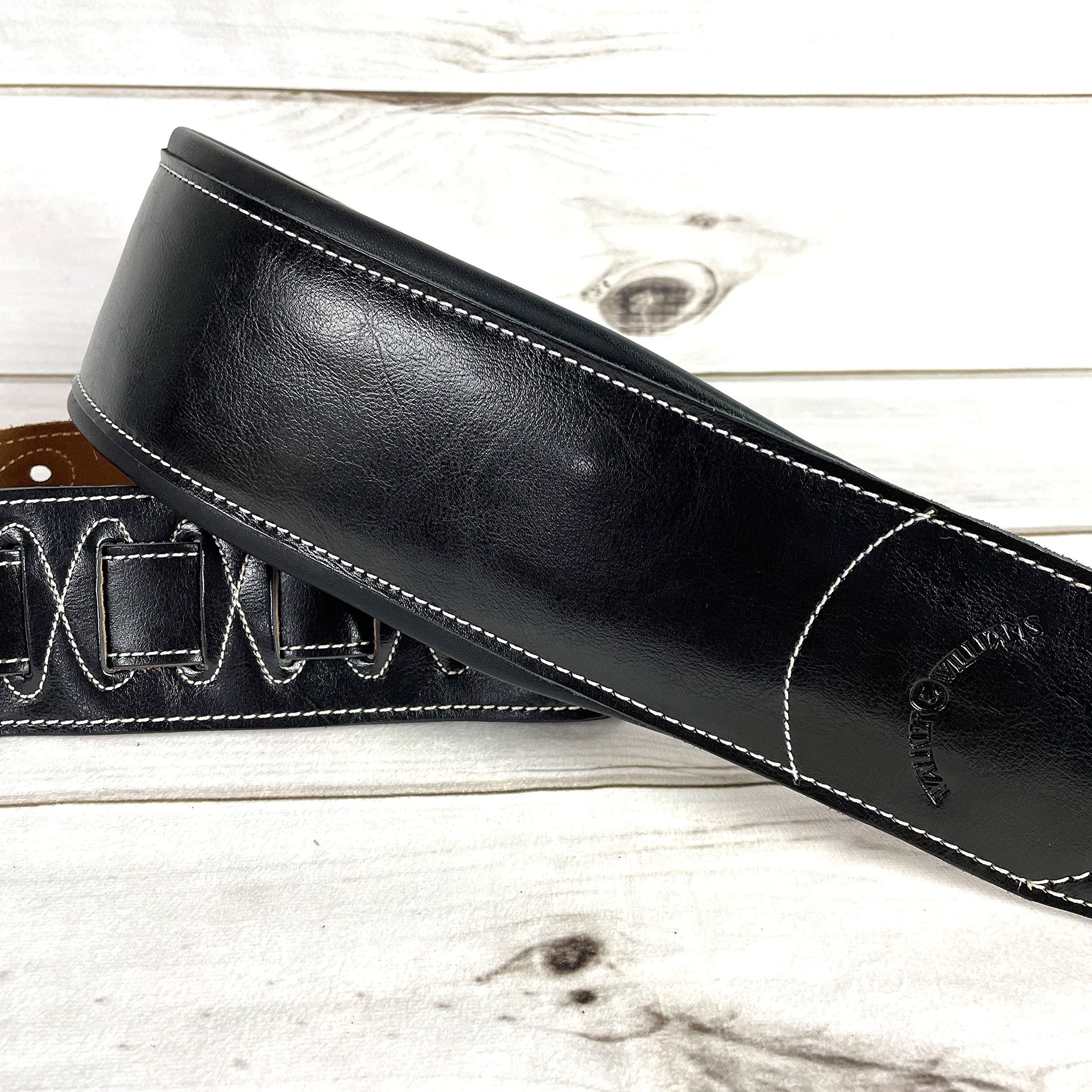 Walker & Williams super largo nero 10,2 cm, con imbottitura doppia tracolla in pelle per basso