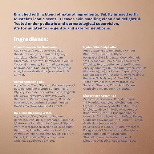 Miniatura 12 de Mustela Set de regalo para recién nacidos, productos esenciales para el cuidado de la piel y el baño para bebés, natural y a base de plantas, juego