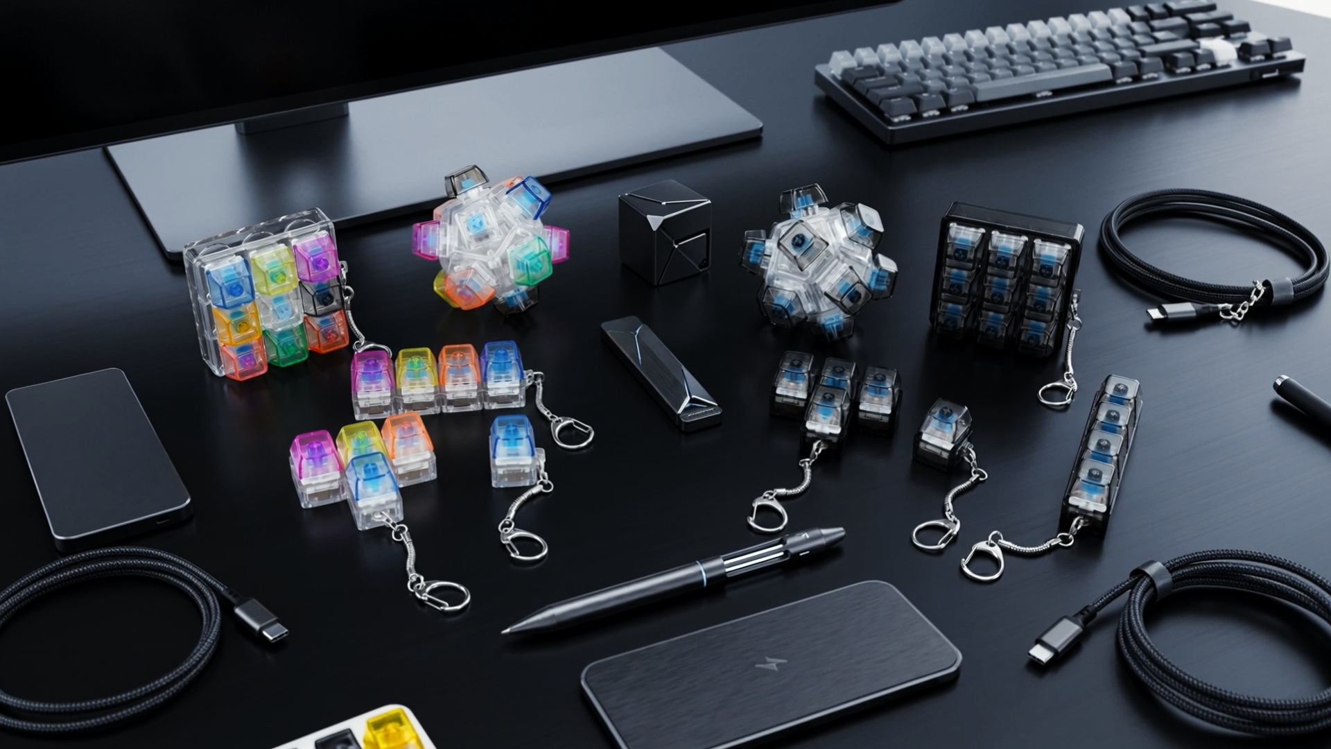 Amazon.com: Halloscume 5 Pcs Keyboard Fidget Clicker Keychains in