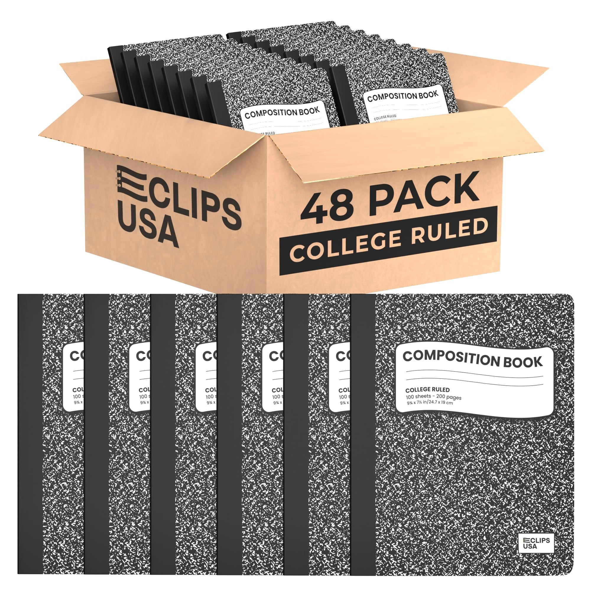 Composition Notebooks, College Ruled Composition Notebook, Hard Cover Marble Composition Notebook, 100 sheets Of Paper (48, College Ruled Composition)