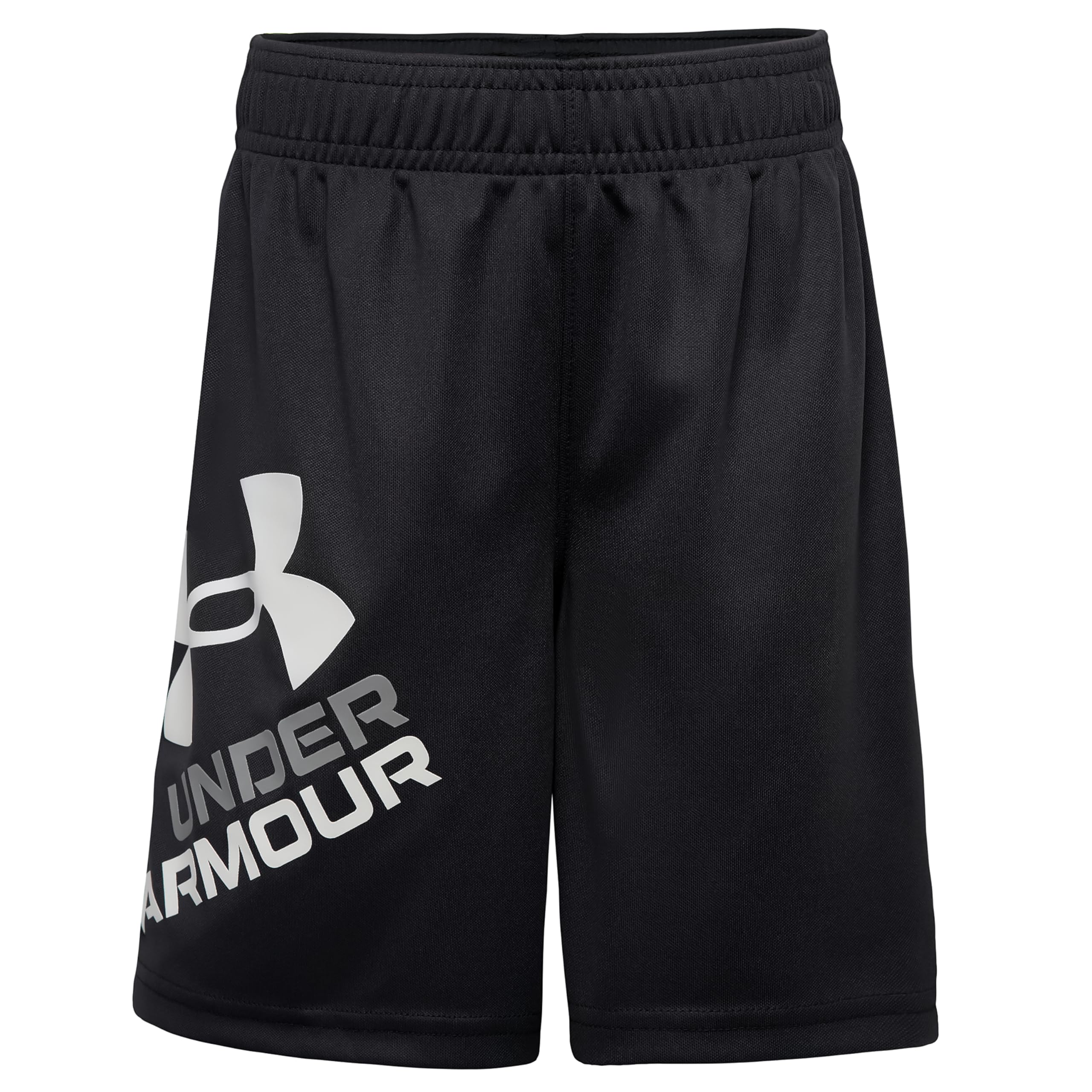 Under Armour Boys Prototype Performance Shorts Elastic Waistband Lightweight Fast-Drying Black White Symbol 2T